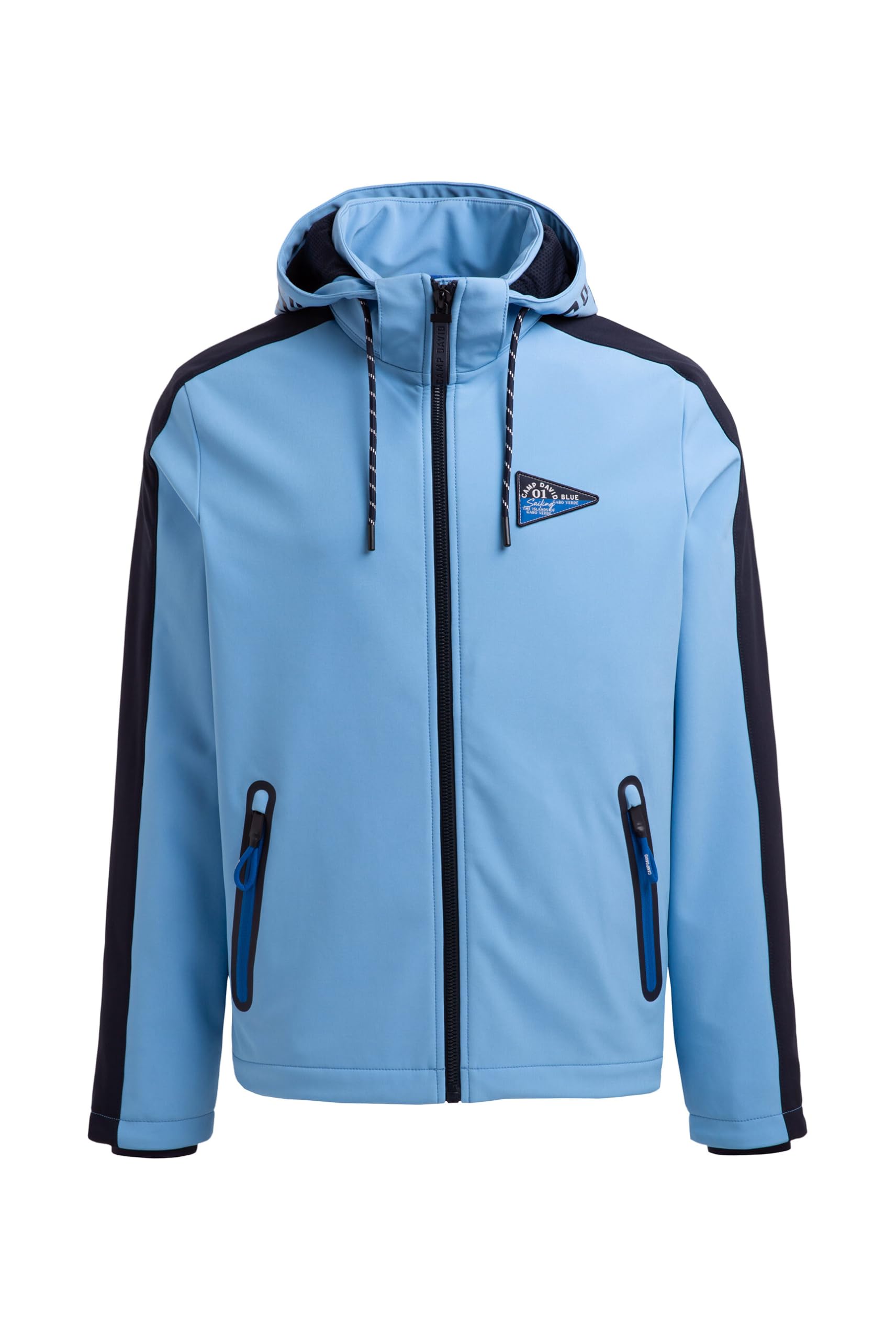 Camp David Herren Softshelljacke mit abtrennbarer Logo-Kapuze