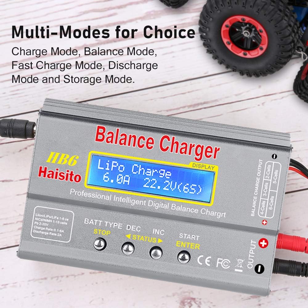 LiPo Battery Charger RC Discharger Digital Battery Pack Balance Charger with Connectors Power Supply for 1S-6S LiPo/Li-Fe/Li-ion 1S-15S NiMH/NiCD Batteries : Toys & Games