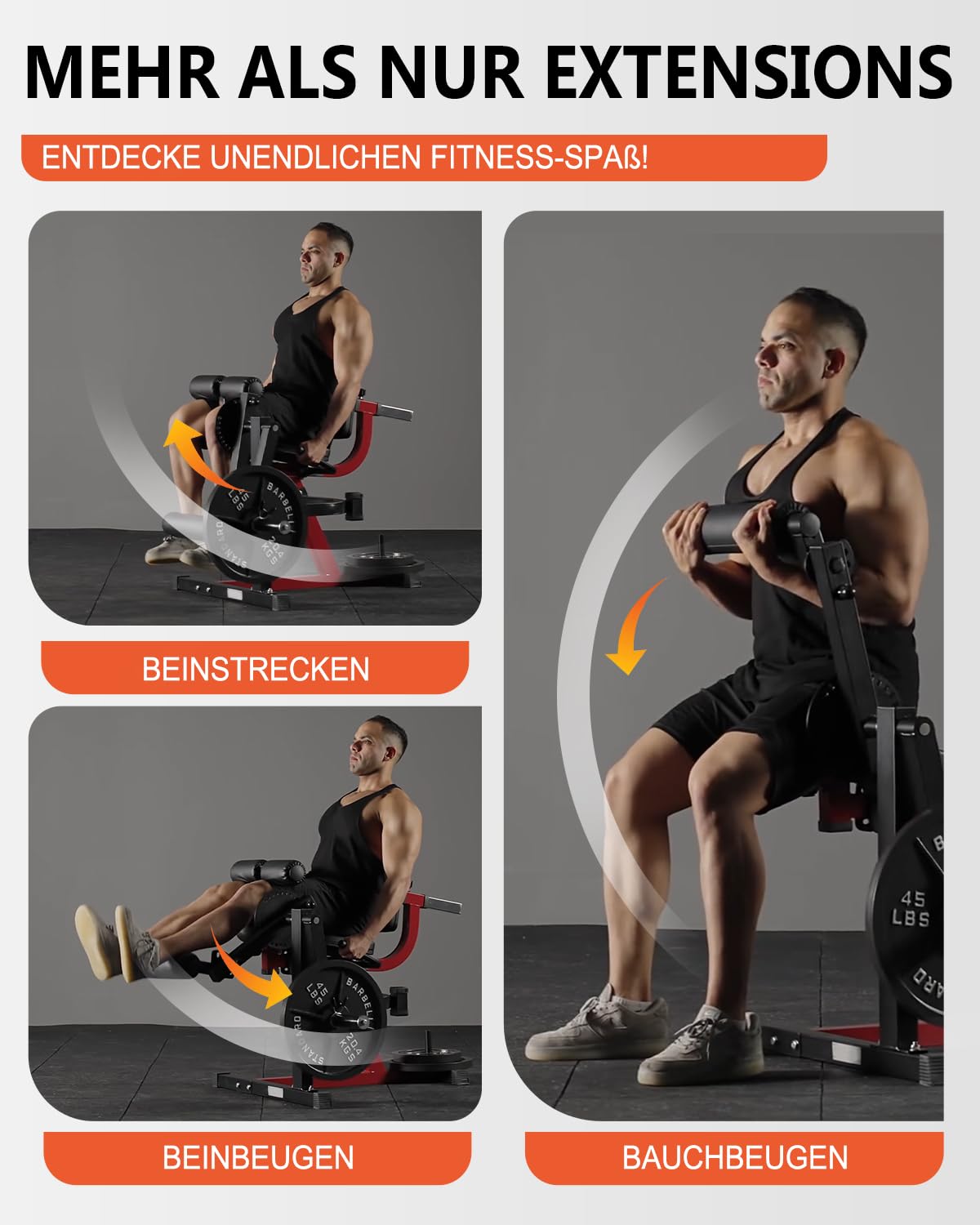 Beinstrecker I Beinbeuger und Heimtrainer für Bein, Beinstrecker, Beinbeuger und Heimtrainer für Bein- und Oberschenkel-Training, verstellbare Bein-Übungsbank mit Platte belastet