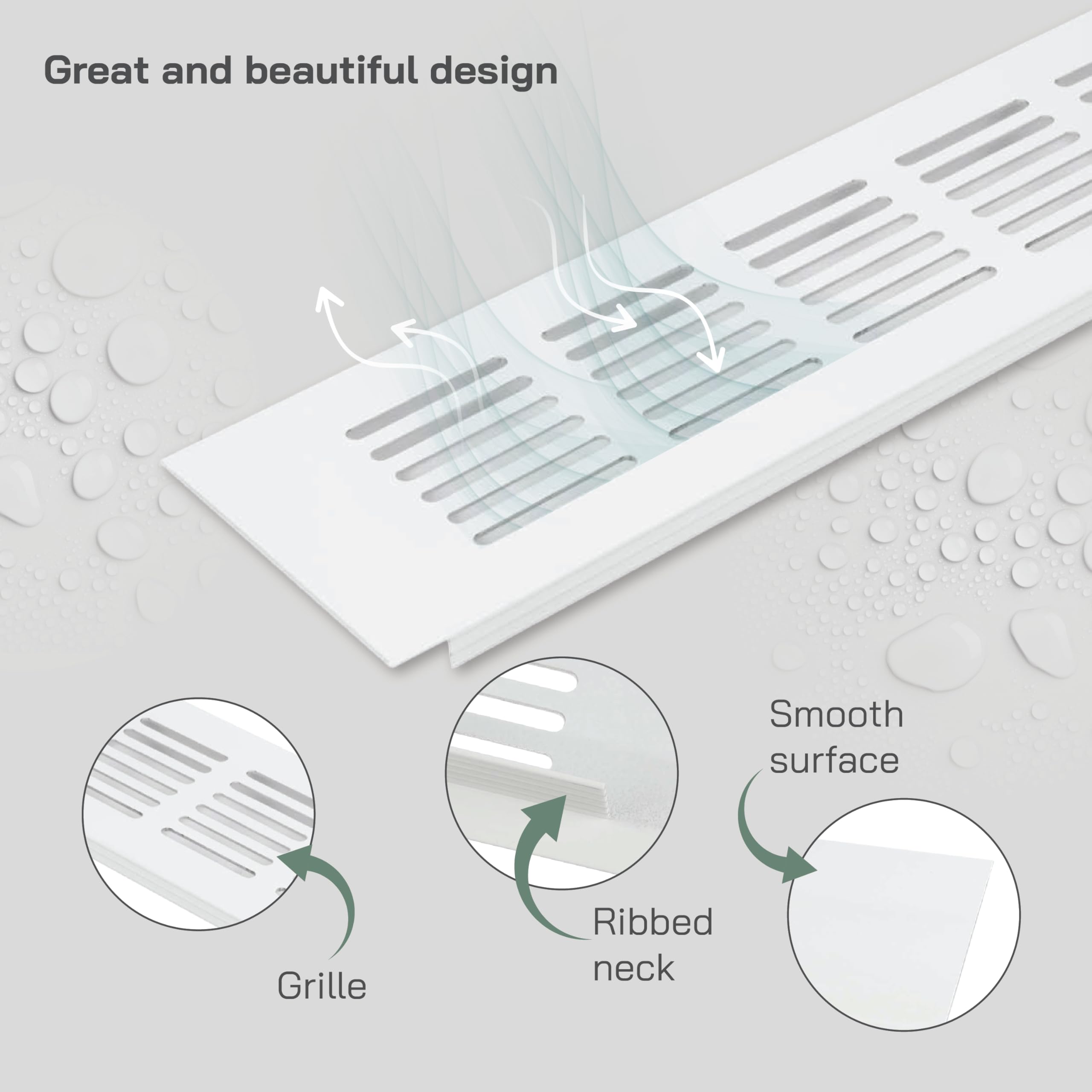 Vent Systems 60 x 300 mm – Lot de 2 grilles d'aération de porte en aluminium blanc – Pour meubles, couverture HVAC pour chauffage, refroidissement, évacuation d'air, grille d'aération pour l'intérieur