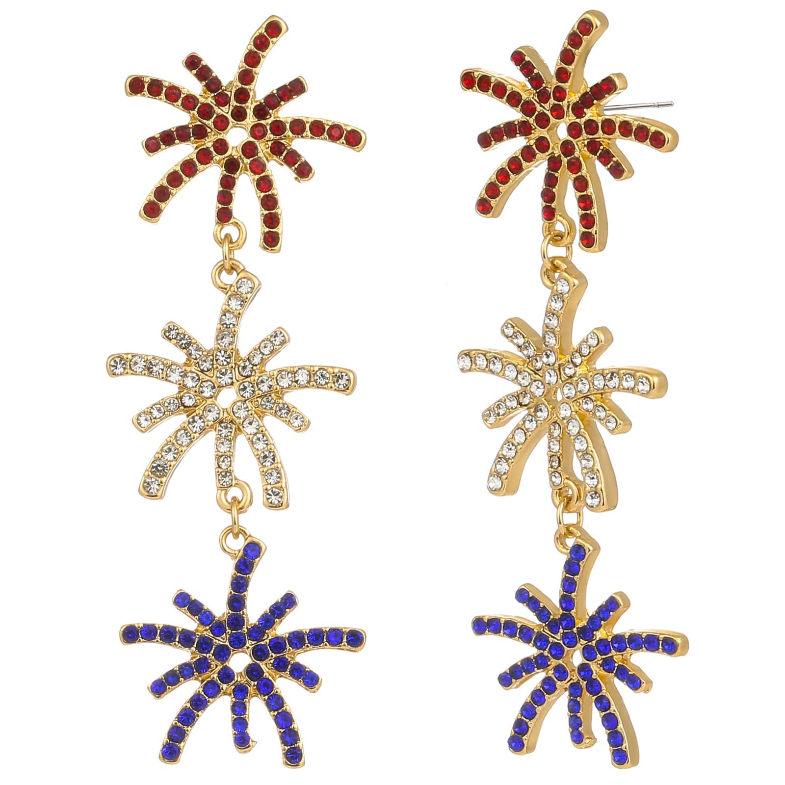 Firopia 250 Anniversary Dangle Earrings | 4th of July Patriotic Champagne Windmill Cake Earrings for Women | America 250th Anniversary Independence