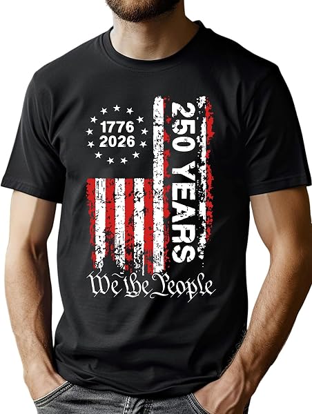 250th Anniversary USA Shirts for Men American Flag T-Shirt 4th of July Shirt 250 Years Birthday Patriotic Tops - 1