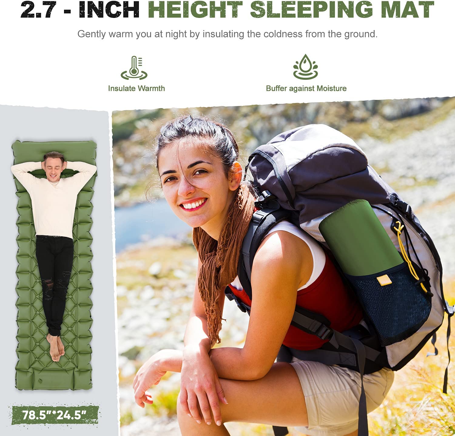 Tapis de Camping pliant d'extérieur 180x50cm, pour