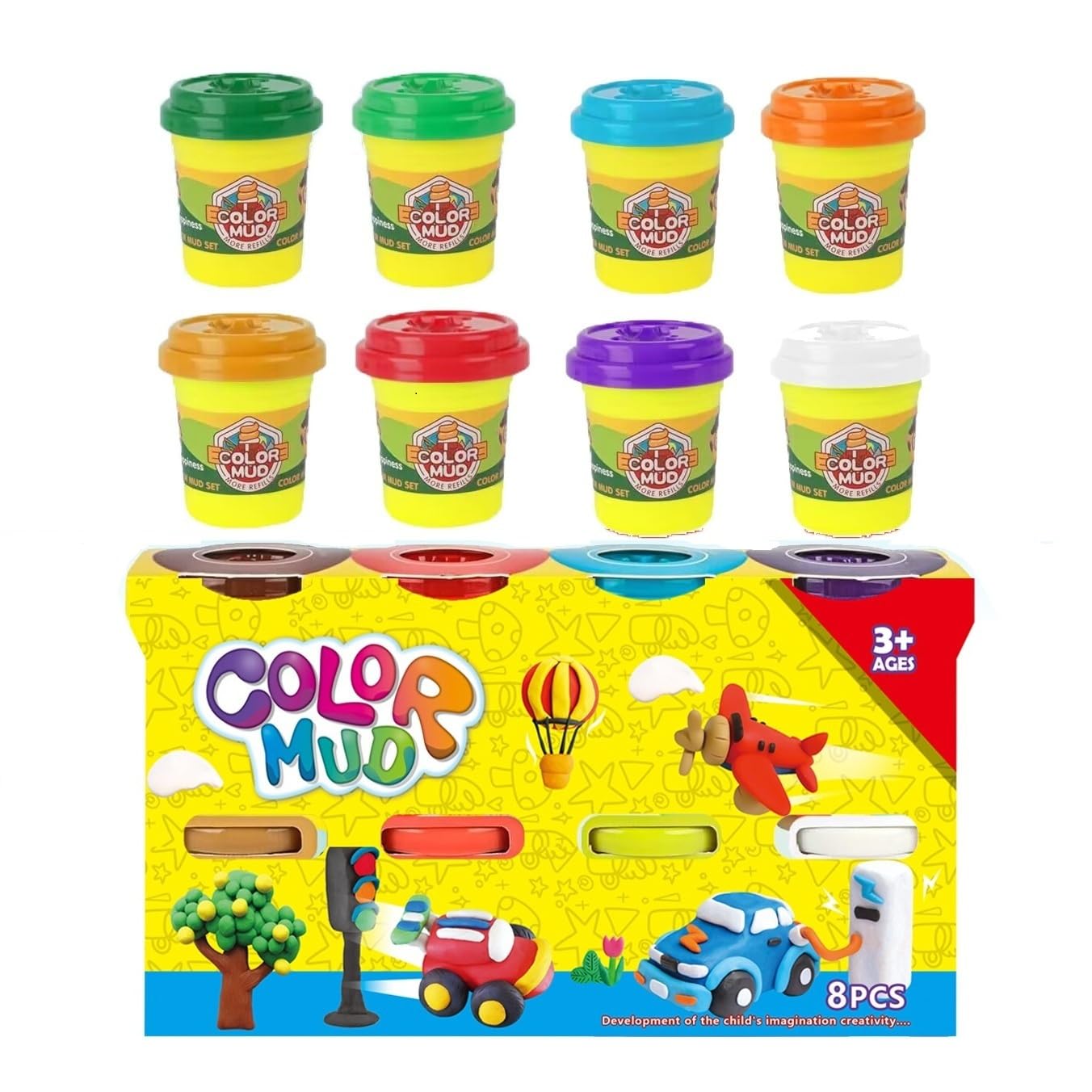 playdough 8 Pack Modeling Compound Case of Colors, 4-Ounce Containers, Kids Toys for 2 Years and Up, Arts and Crafts for Kids, Imagination Play, Non-Toxic Play-Doh alike.