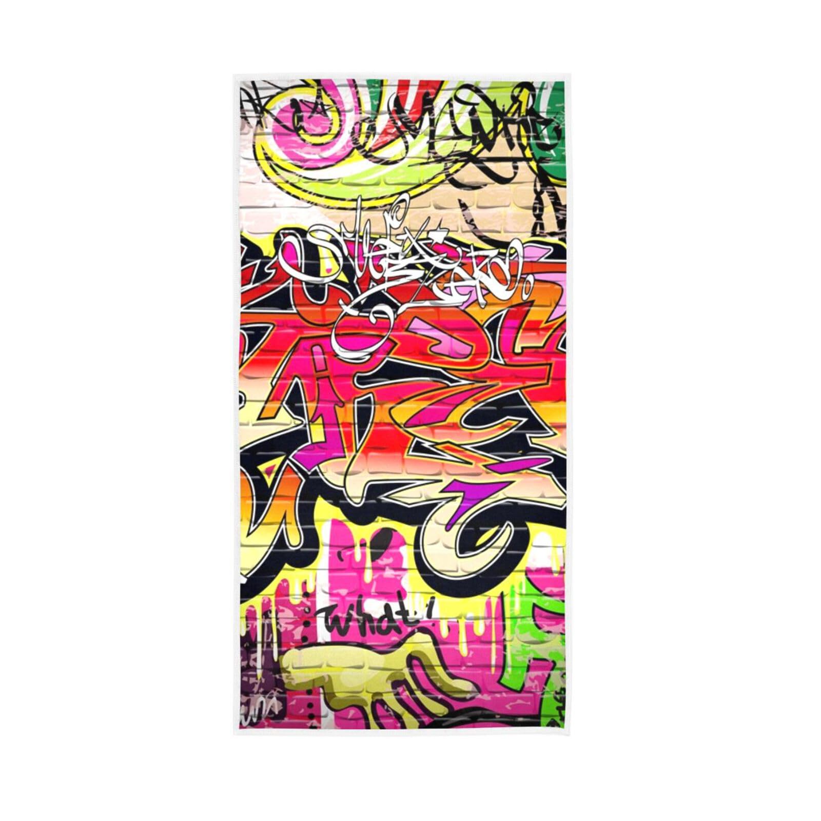 HUYGD Graffiti Wall Hand Towel, 15 x 30 Inches Hand Towels Decorative Spa Towels, Pedicure Towels for Feet