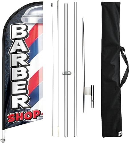 Bandera de barbería, banderas de barbería con kit de poste, bandera de barbería con juego de poste, letrero publicitario de bandera de plumas de