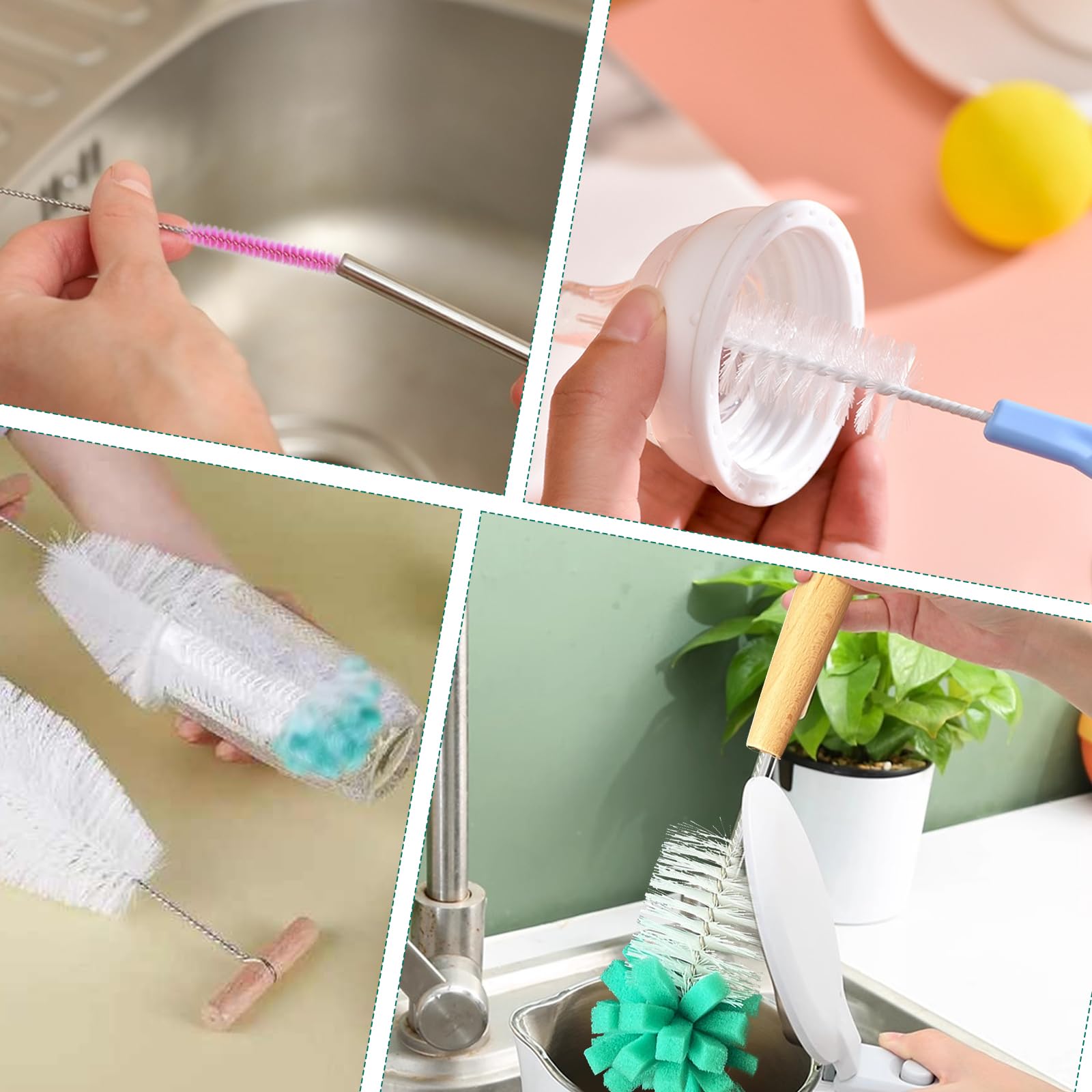 5 sztuk szczotek do butelek do Sodastream, szczotka do czyszczenia butelek z 30cm szczotką do słomek do butelek sodowych, szklanych karafek, butelek dla niemowląt, butelek do picia, czyści skutecznie