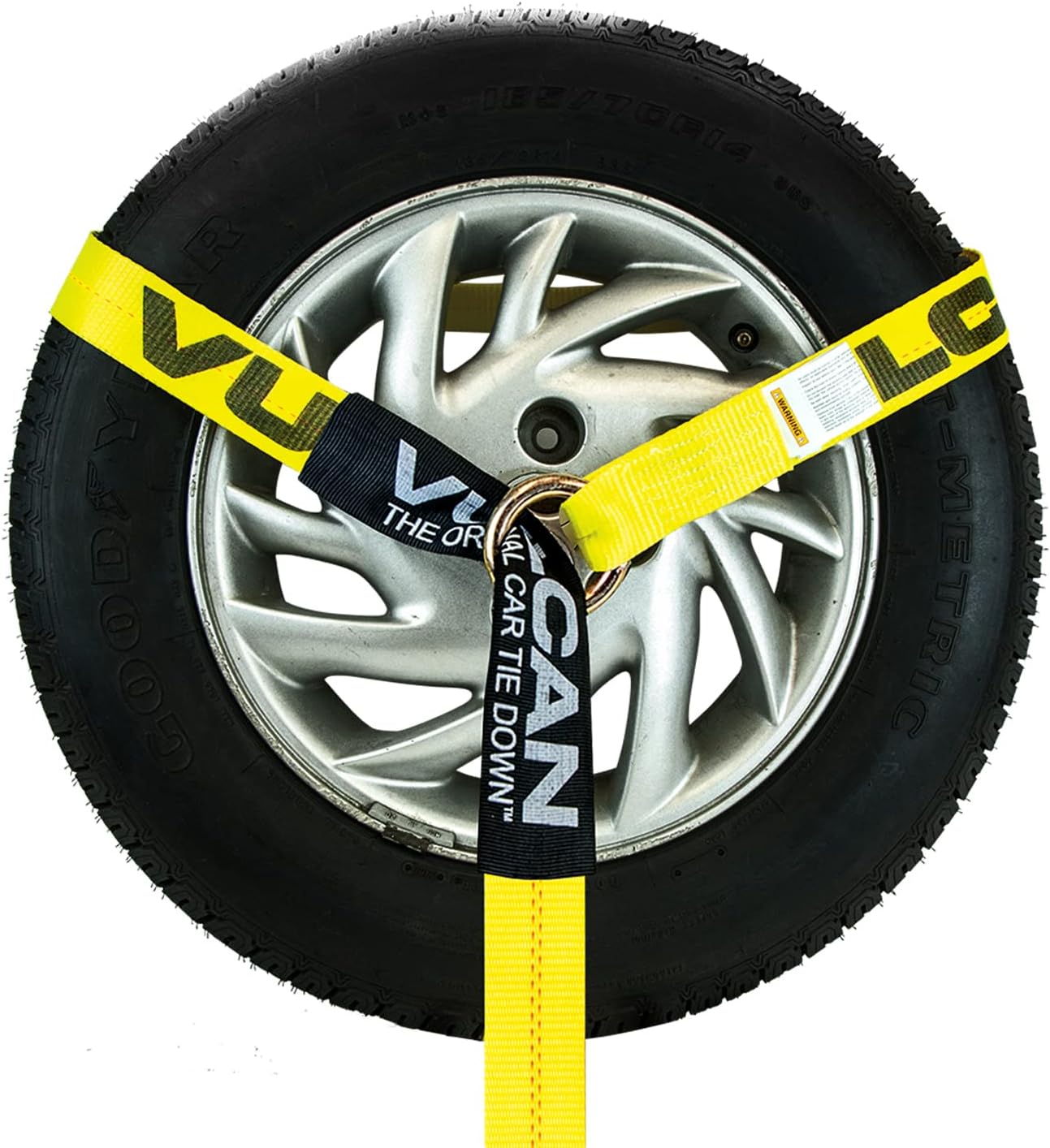 VULCAN Wheel Dolly Tire Harness with Universal O-Ring - 2 Inch x 96 Inch - 4 Pack - Classic Yellow - 3,300 Pound Safe Working Load - Straps Only - Ratchets Sold Separately