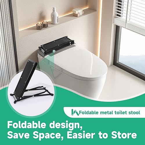 Miniatura 5 de Fewener Taburete de inodoro plegable  Taburete portátil de viaje para inodoro, altura ajustable de 7 y 9 pulgadas, mejora la postura y comodidad del