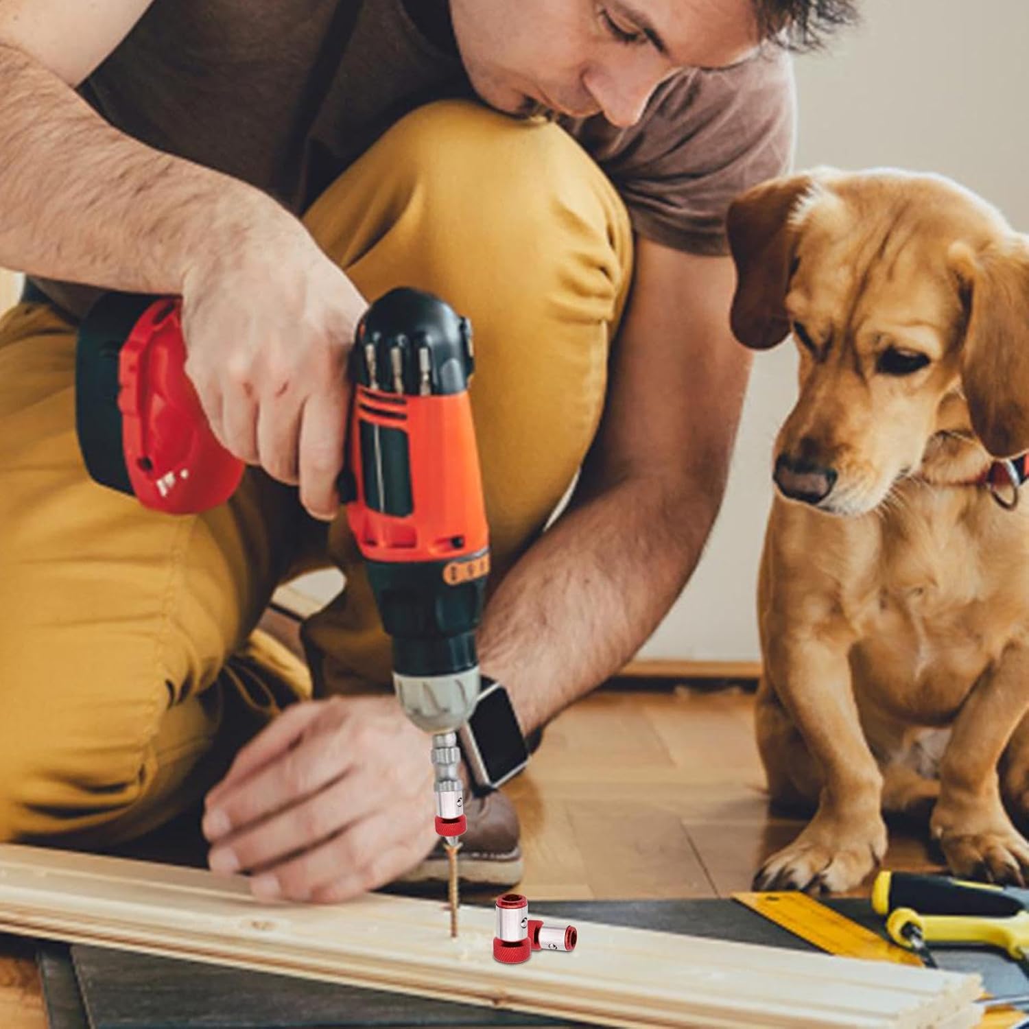 A Generic Magnetic Screw Ring attached to a screwdriver bit, holding multiple screws magnetically.