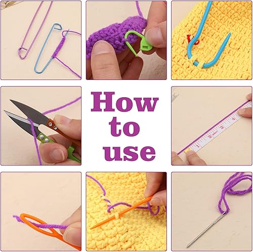 Miniatura 71 de IMZAY Juego de 110 ganchos de ganchillo, juego de agujas de ganchillo con estuche de almacenamiento, agujas ergonómicas para tejer romas, marcador