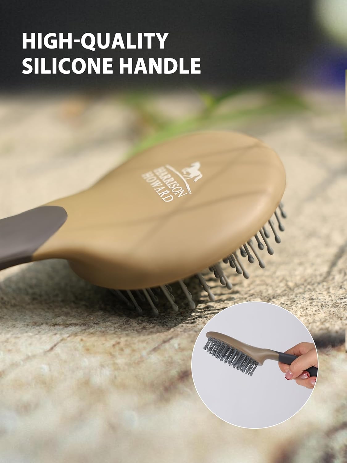 Harrison Howard Horse Grooming Brush Set, 7 Essential Grooming Brushes for Daily Horse Care, Body, Mane, Tail & Shedding Use Brown