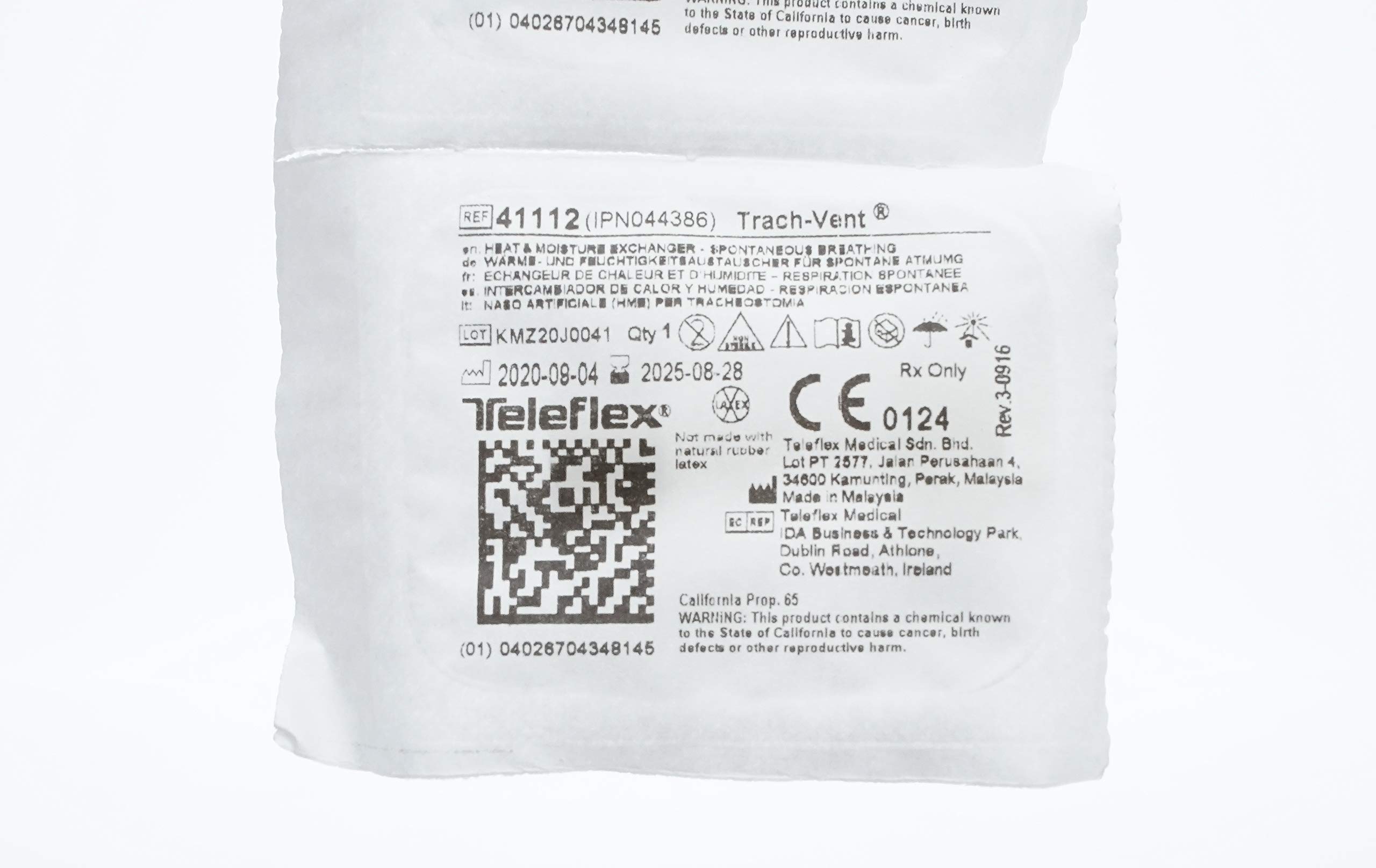 Teleflex Hudson TRACH-Vent Heat and Moisture EXCHANGERS, 27 VT= 0.5L 0.25 .30LPM, 41112 (Case of 50)
