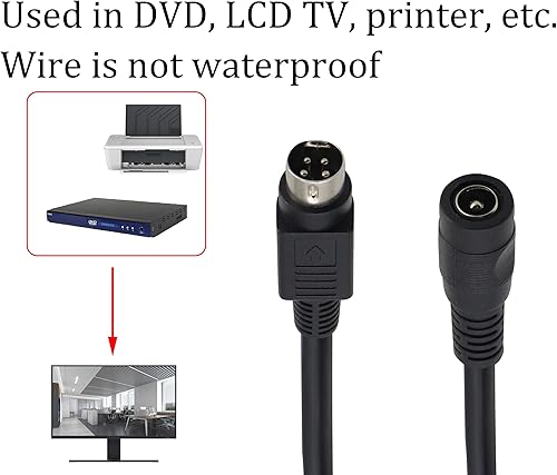 Miniatura 7 de Cable de alimentación DIN a CC de 4 pines Mini DIN macho de 4 pines a CC 0.217 x 0.083 in hembra 6 pulgadas para cámara, DVD, TV, PC, impresora