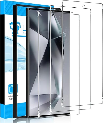 Miniatura 1 de LYWHL Paquete de 3 protectores de pantalla de vidrio templado para Samsung Galaxy S24 Ultra con marco de fácil instalación, táctil sensible y