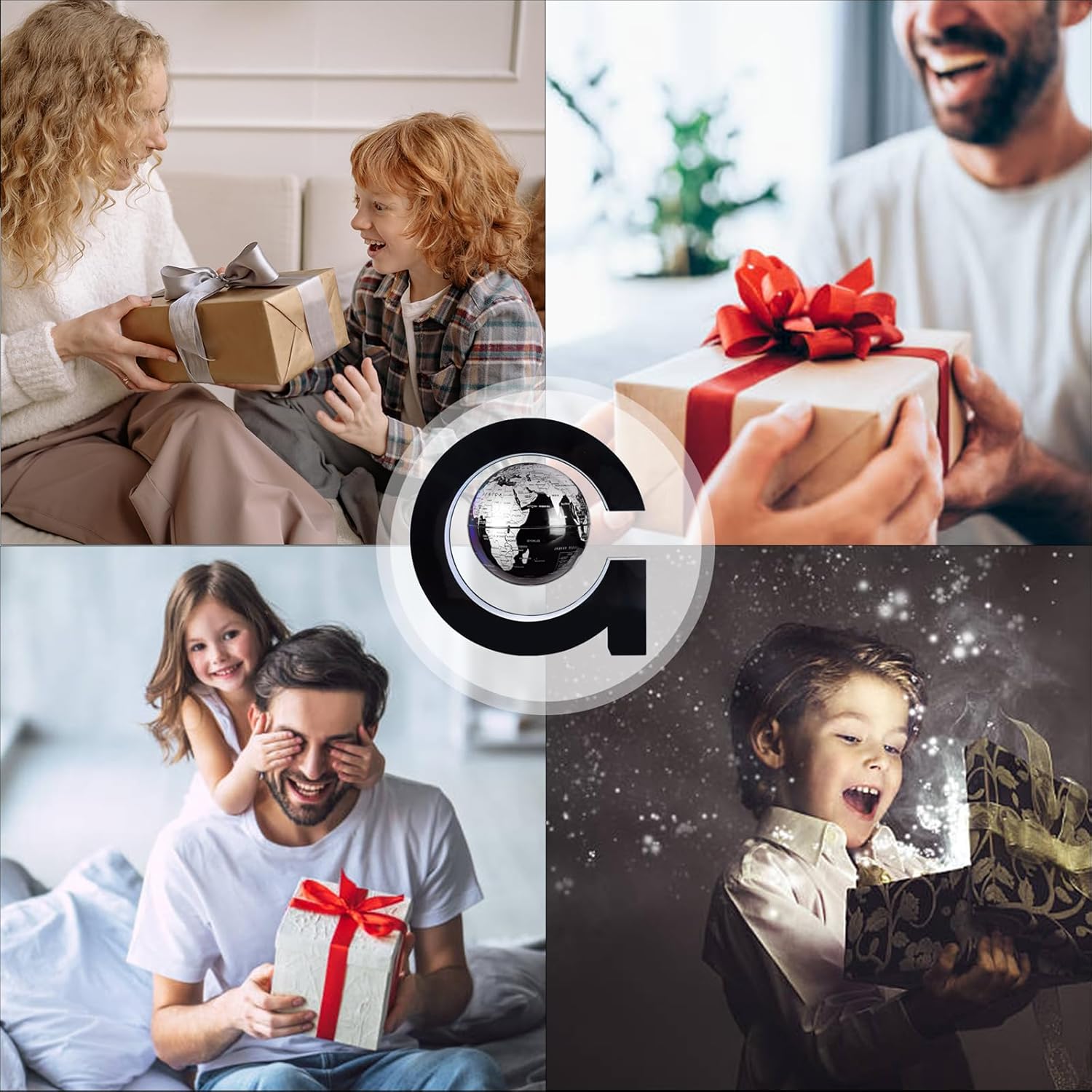 Personalized Magnetic Levitating Globe with Wireless LED Light Anti Gravity Floating Globe World Map Cool Birthday Gift for Men Boss Kids Home Office Desk Gadget Decor (Black)