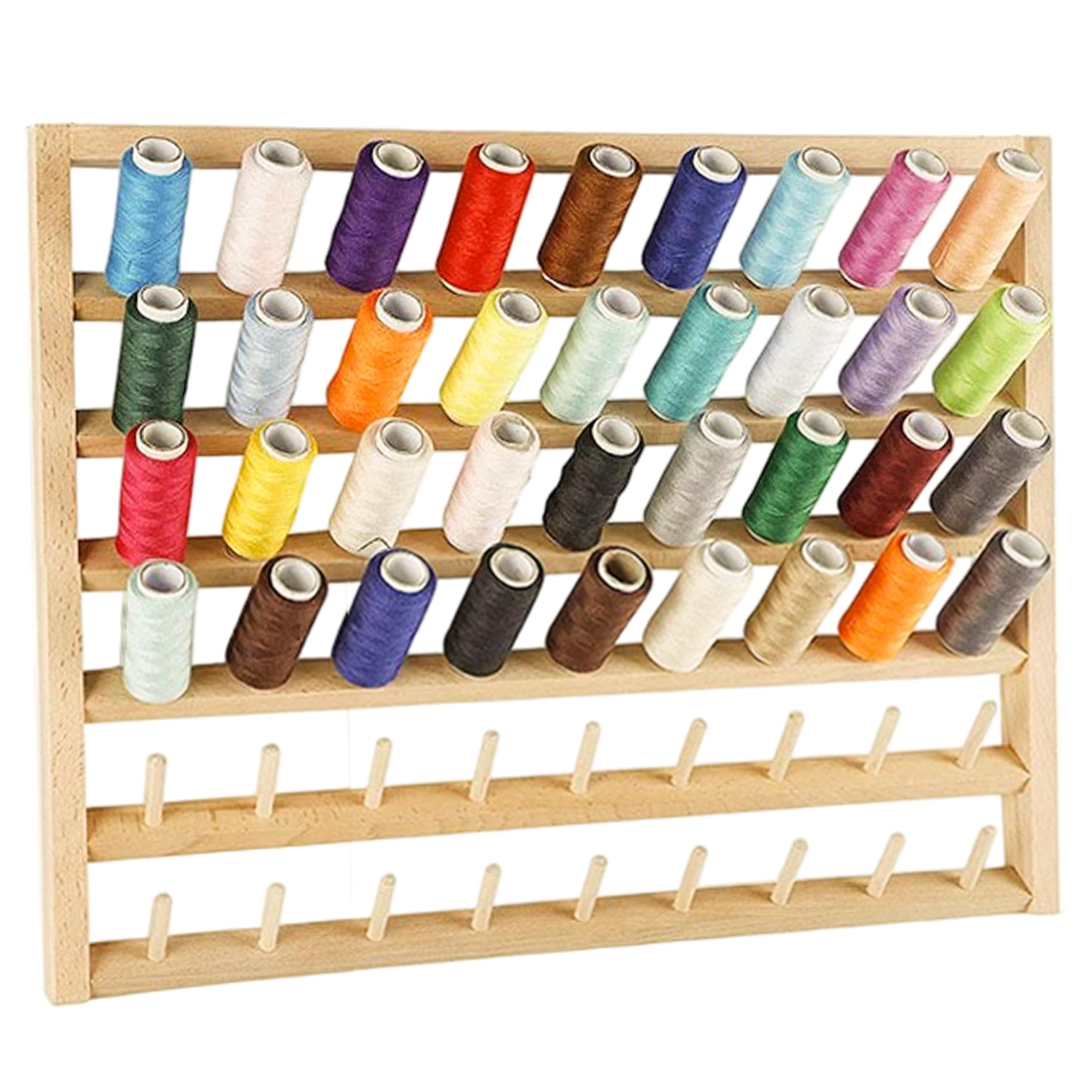 Support mural pour 54 bobines de fil en bois pour couture et broderie