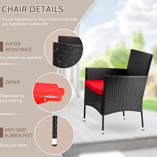 Miniatura 5 de FDW Juego de muebles de patio, 4 piezas, muebles de exterior, sillas de mimbre para patio, muebles de patio, juego de conversación para uso en