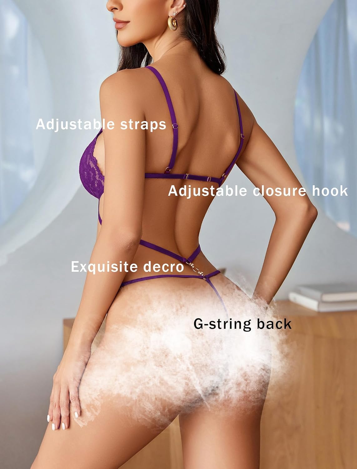 Avidlove Women Lingerie Cut Out Teddy Lingerie Bodysuit V Neck One Piece Babydoll Mini Body Suit S-XXL - Image 3