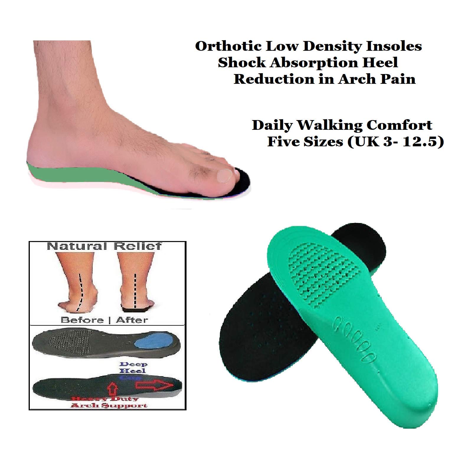 Body And BaseFull Length Orthotics, Insole, Flat feet, Arch, Knee, Hip Bunions and Hammer Toe 3 Densities Body And Base LTD (UK 7-8.5 EU 41-42 (M) Low Density)