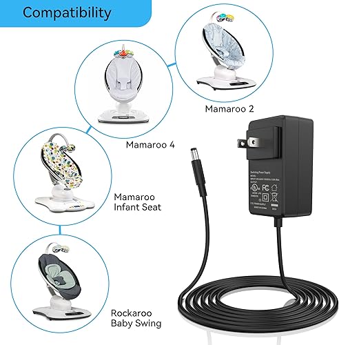 Miniatura 3 de Cargador adaptador de CA UL 12V 3A para Mamaroo 2 mamaRoo 4, RockaRoo Baby Swing Cable de alimentación