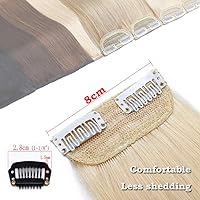 Vista 5 de Pieza de cabello humano Remy con clip, horquilla invisible para mujeres con cabello delgado, parche calvo de 6 pulgadas, cojín de cabello lacio real