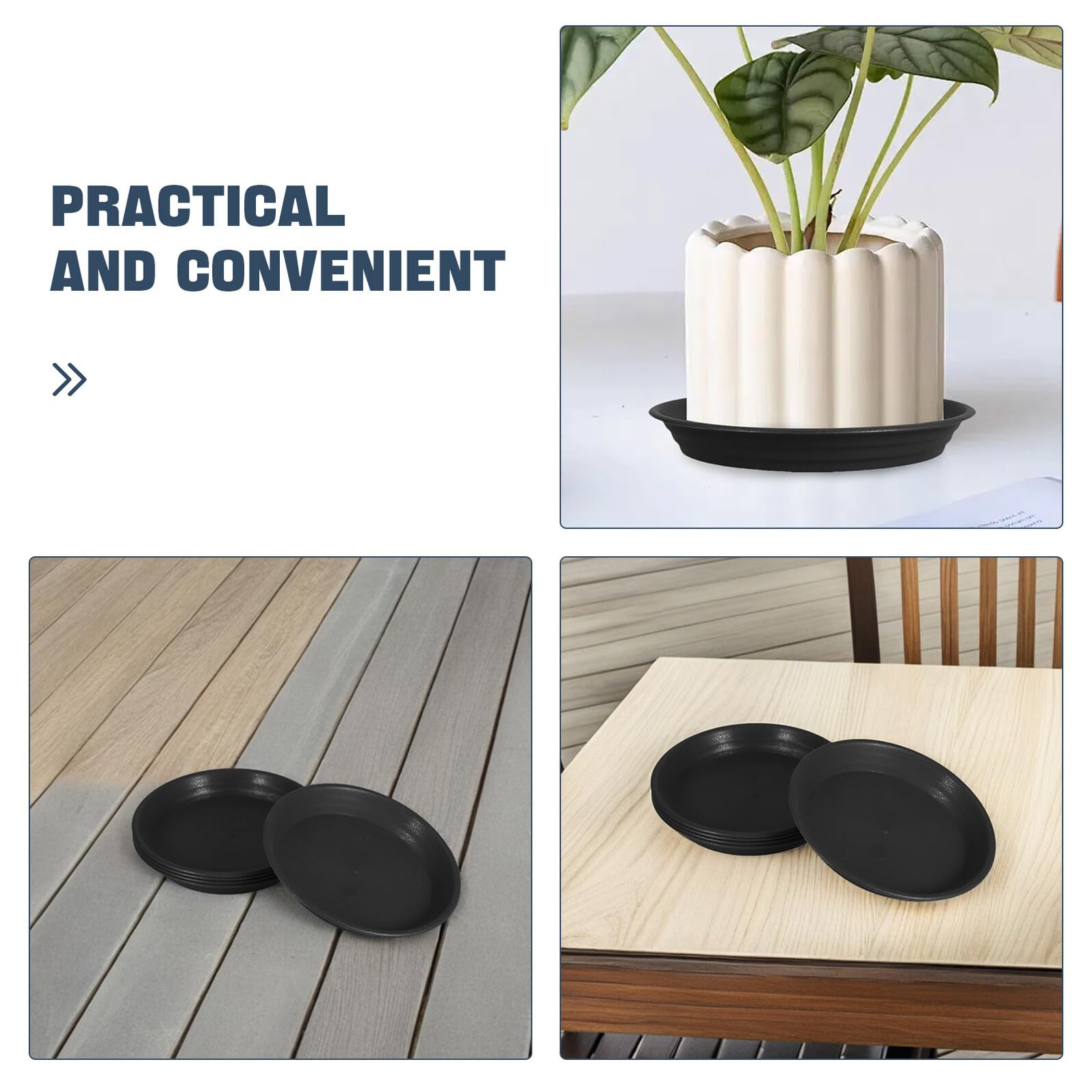 TOYANDONA 10 Bandejas Redondas de Plástico Negro para Macetas 25 CM Platillos para Plantas Bandejas de Goteo para Jardín Hogar Interior y Exterior Recogedores de Agua para Plantas