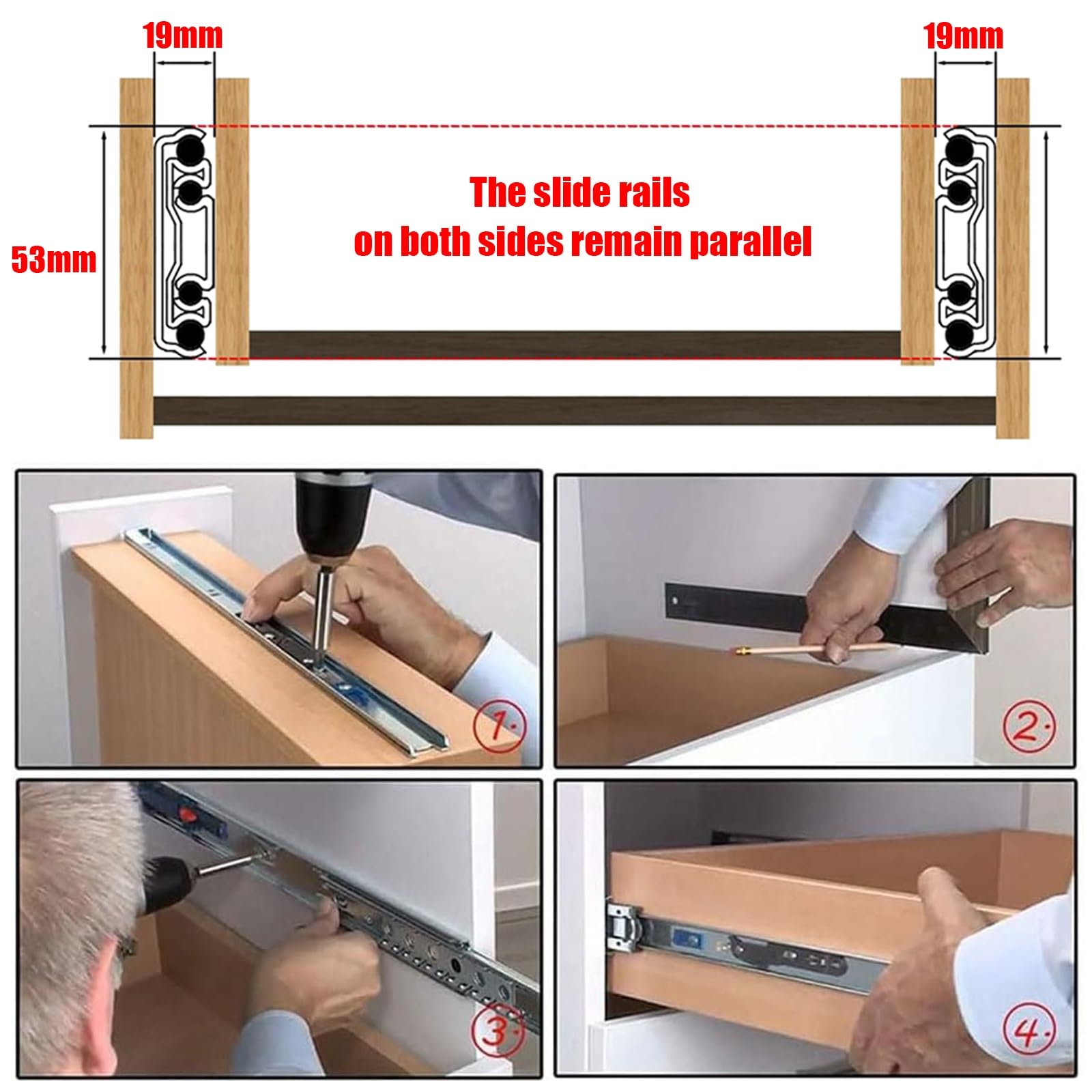 Guide For Cassetti Ad Estrazione Totale, Guide For Cassetti Con Chiusura For Carichi Pesanti, Facile Da Installare, For Scaffalature For Carichi, Armadi(900mm/36in)
