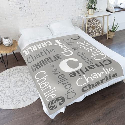 Miniatura 2 de Manta de forro polar muy suave con nombre y nombre, para cama, sofá, regalo de cumpleaños, boda, 50 x 60 pulgadas