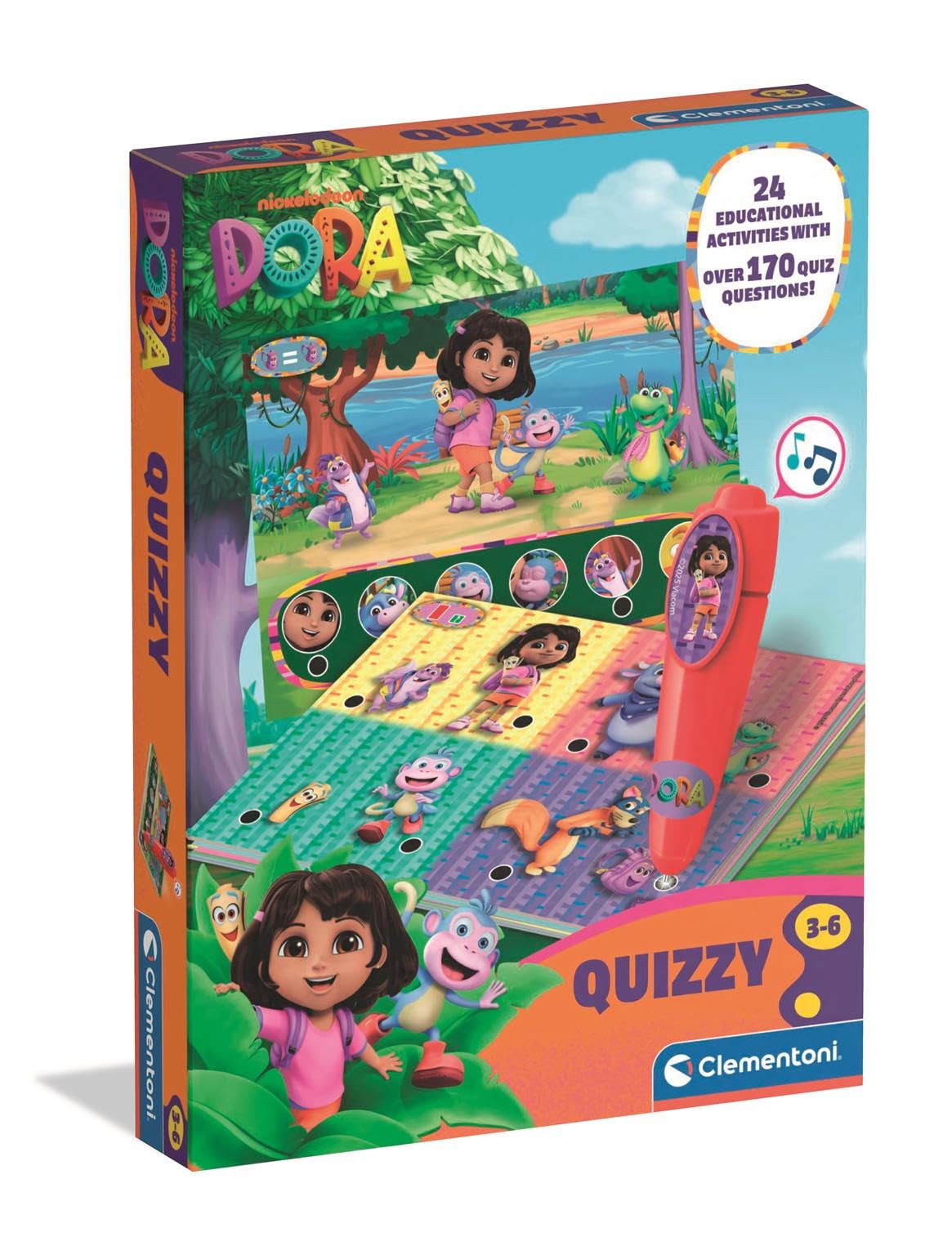 Clementoni Quizzy Dora The Explorer - Interactive Learning Game With Electronic Pen, Over 200 Quizzes for Preschool Kids Age 3+