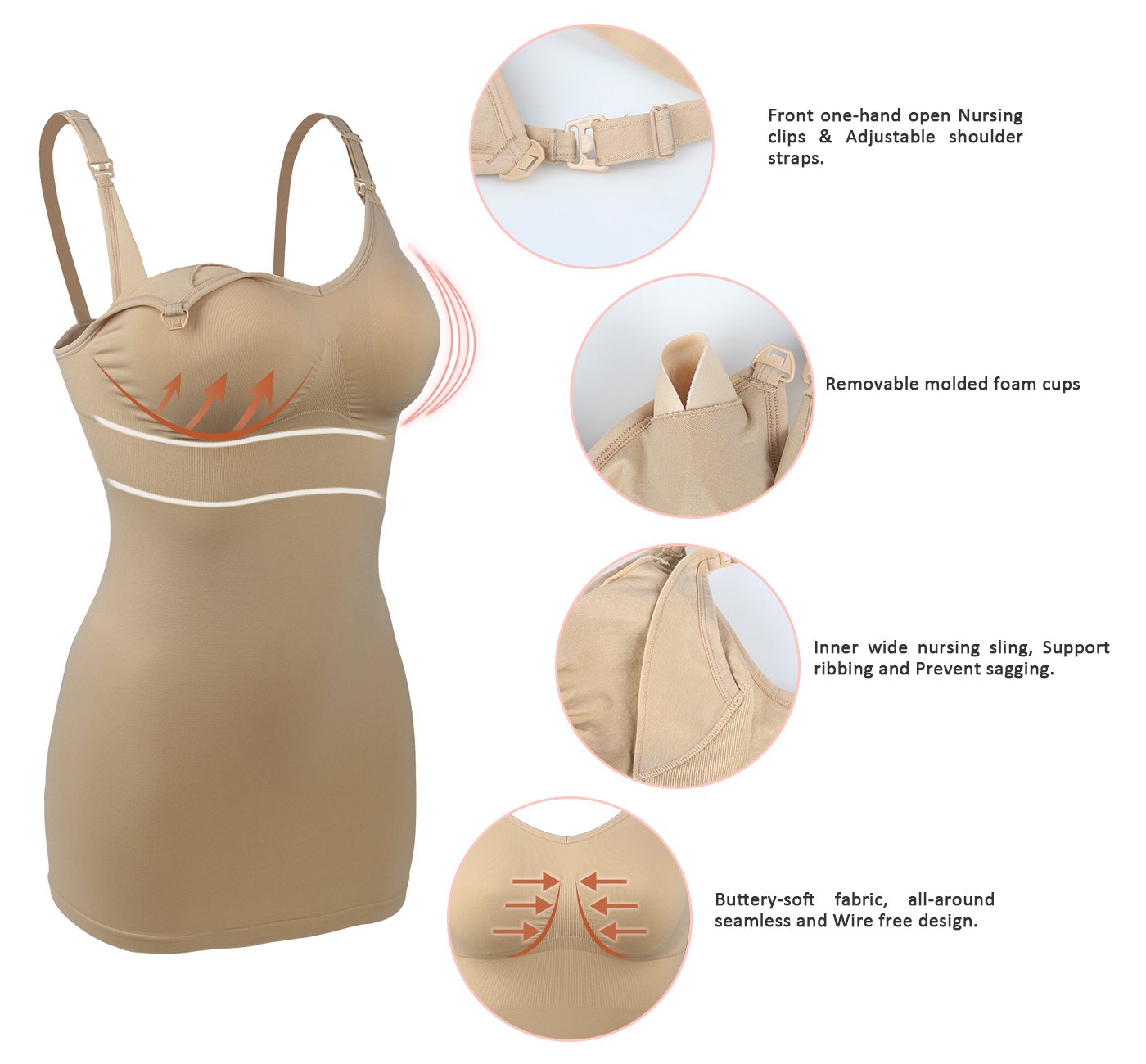 iLoveSIA Soutien-Gorge d'allaitement Brassière spécial maternité sans Armatures Uni Femme, Top D'allaitement 2pcs Lot(noir+beige), L(Fit FR 95BC)