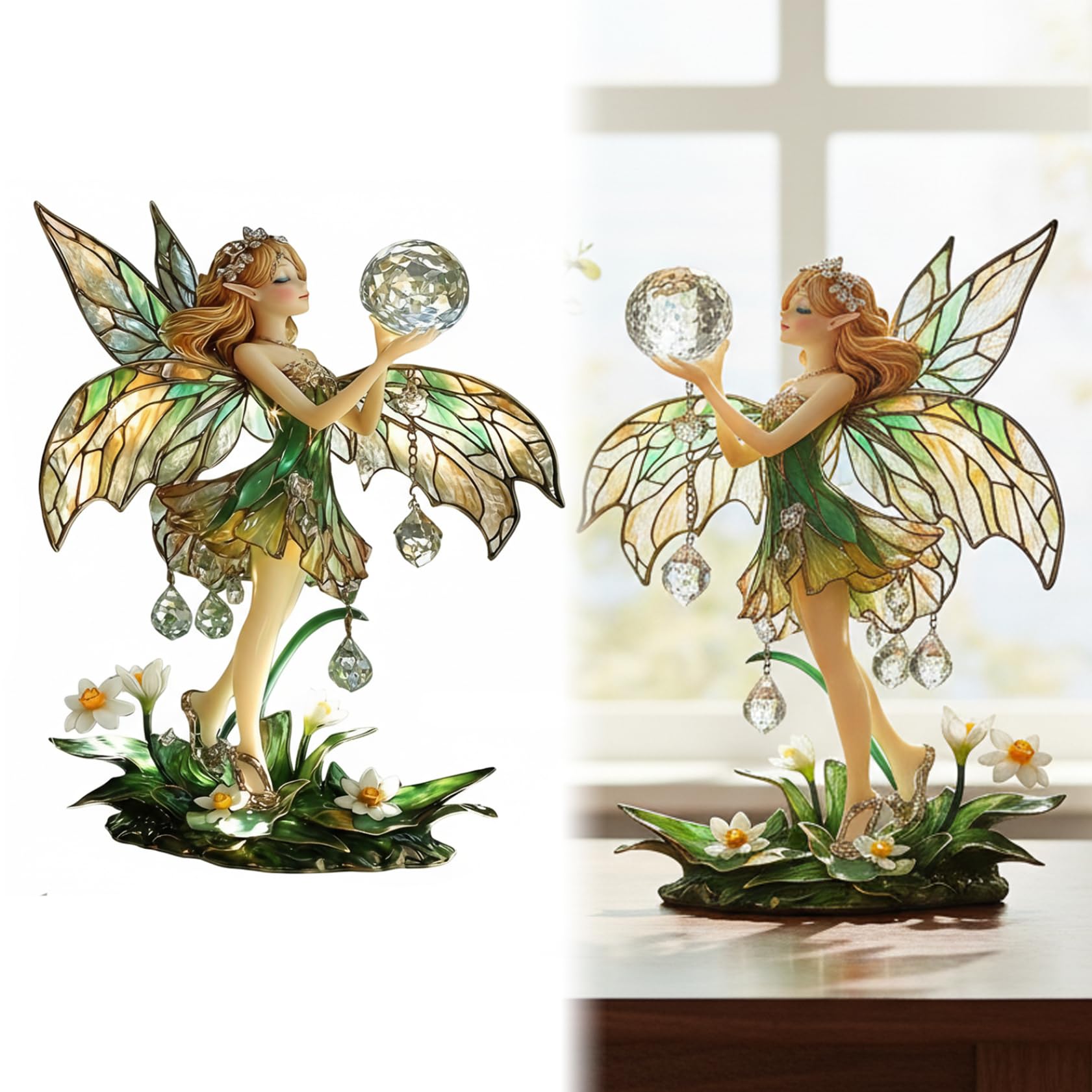 Xdyyjrasa Fairy Figurines - Handcrafted Acrylic Fairy Statue for Home Decor, Enchanted Garden Ornament Birthday Present