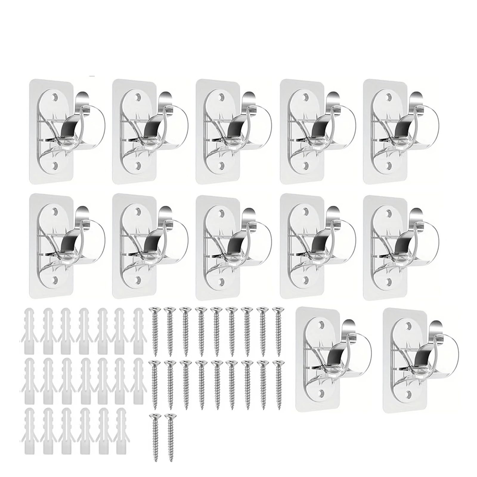 Supports de Tringle à Rideau sans perçage, Supports Auto-adhésifs adaptés aux locataires, Crochets Robustes Adapté aux familles(Transparent -12pcs)