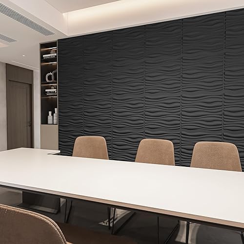 Vista 4 de Art3d - Panel de pared de PVC con textura en 3D, gris, 19.7 x 19.7 pulgadas (paquete de 12)