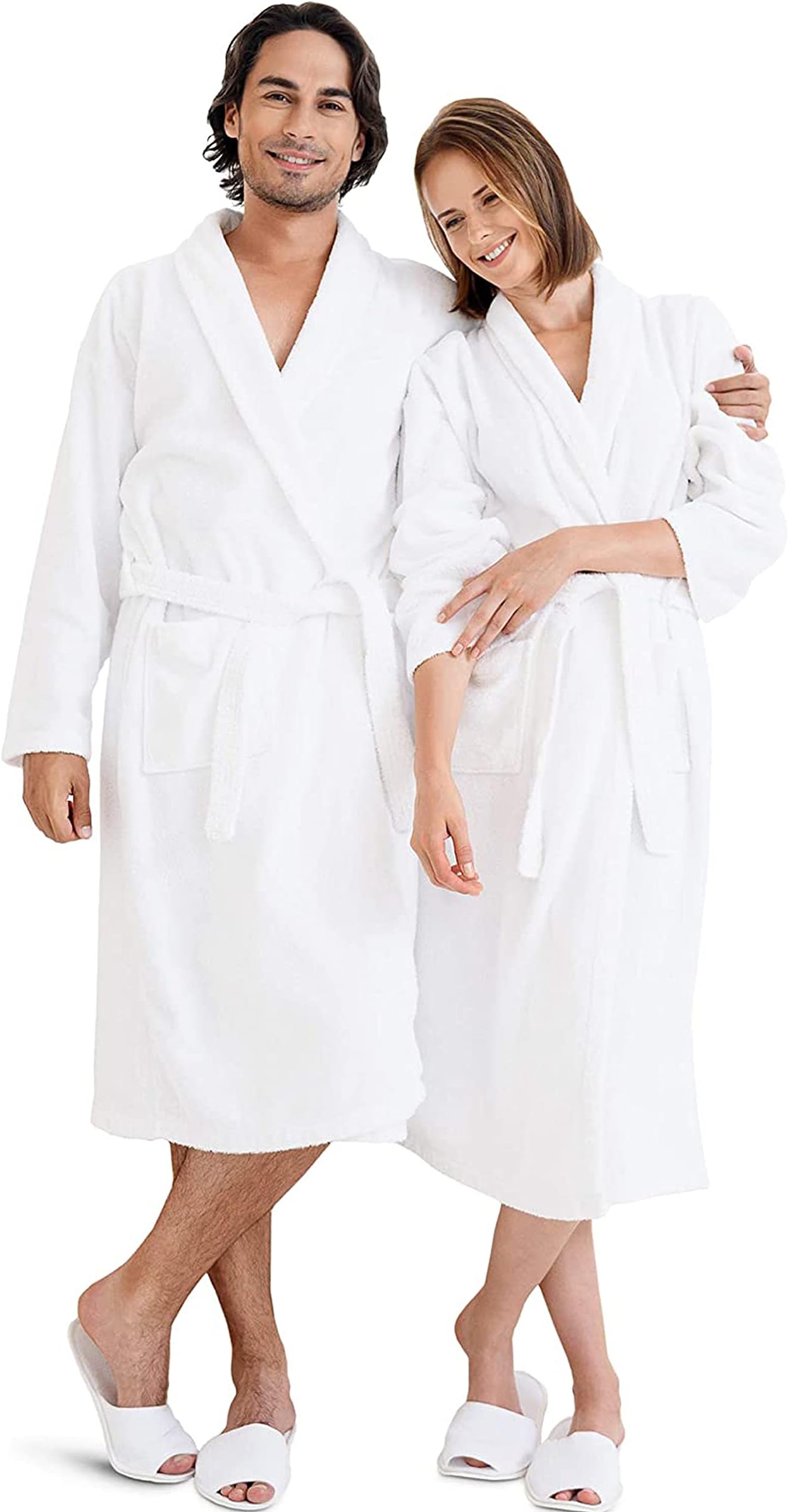 UNISEX SHAWL COLLAR BATHROBE 100% COTTON TERRY TOWELING DRESSING GOWN HIGHLY ABSORBENT ONE SIZE/FREE SIZE