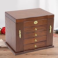 Vista 4 de Jewelry Box with Key Lock, 5-Layer Large Organizer Box with Mirror and 2 swing-out cabinets and 4 Drawers, Soft Velvet Lining, for Rings Earrings