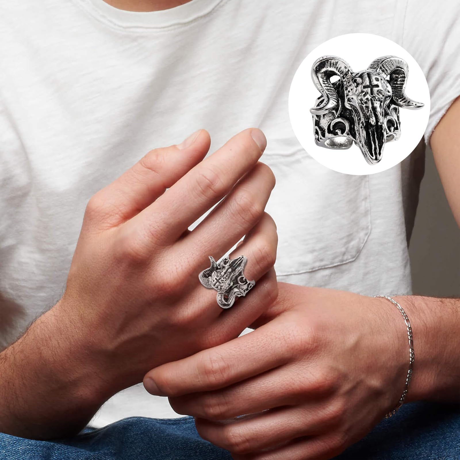 5 sztuk męski pierścień w stylu punkowym, otwarty pierścień dla mężczyzn, gotycki styl hip-hopowy, regulowany pierścień ze stali nierdzewnej motocykl retro kształty zwierząt czaszka na