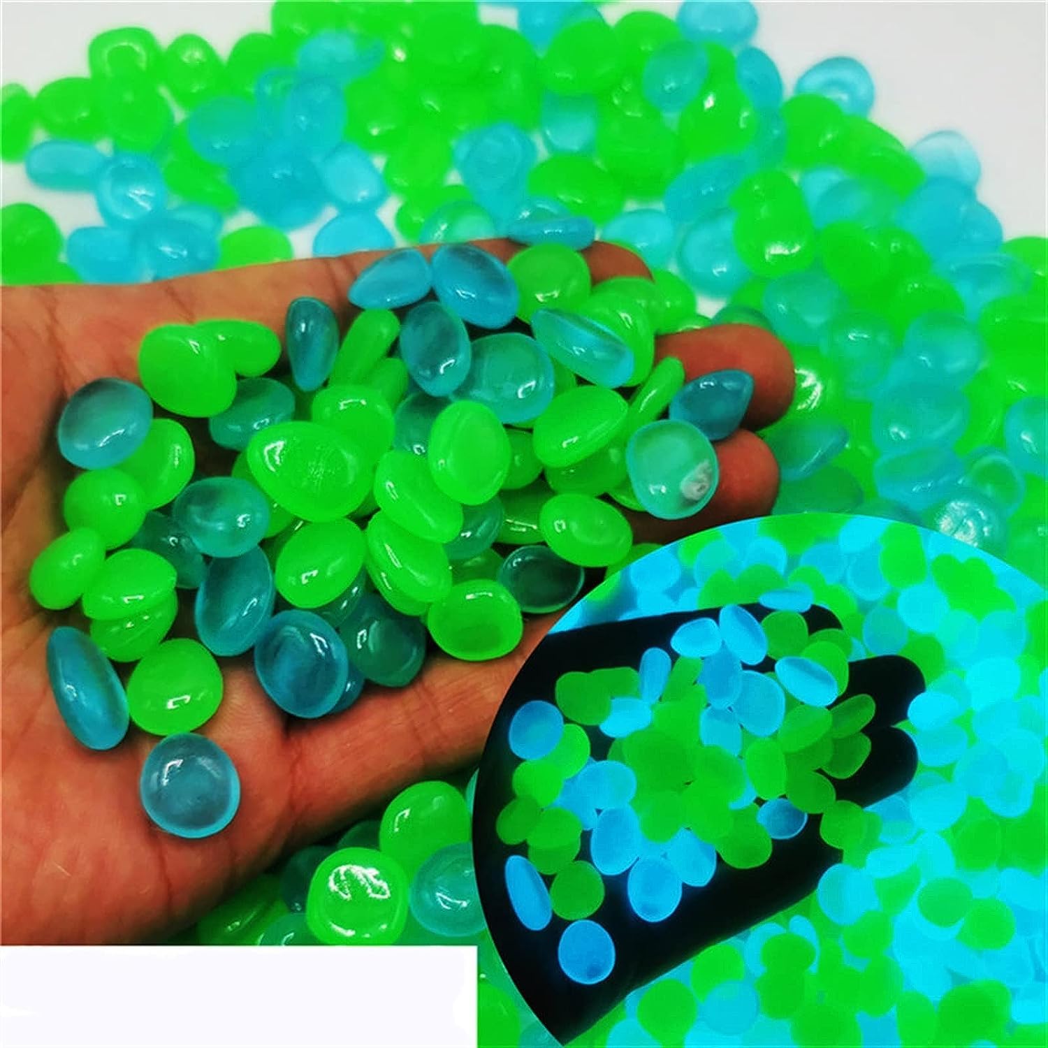 Ciottoli luminosi for acquari, Ciottoli da giardino, 1200 pezzi, Ciottoli da giardino Pietre Rocce for decorazioni da cortile e passerelle, Pietre luminose decorative fai-da-te alimentate dalla luce e