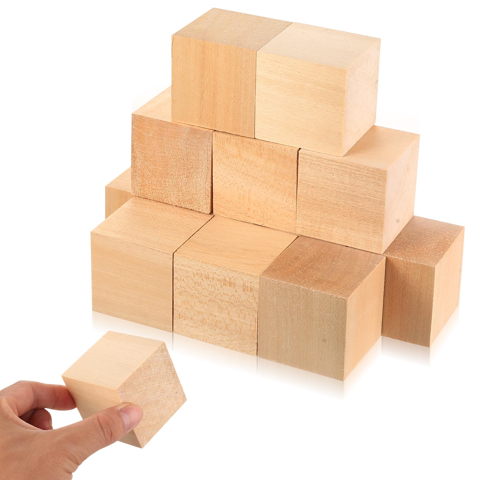 12 Pcs Basswood Carving Blocks, Small Wooden Blocks for Craft, Unfinished Wood Blocks for Wood Carving Whittling Kit, Wooden Carving Blocks for Beginners Adults, 5x5x5cm/2x2x2 inch