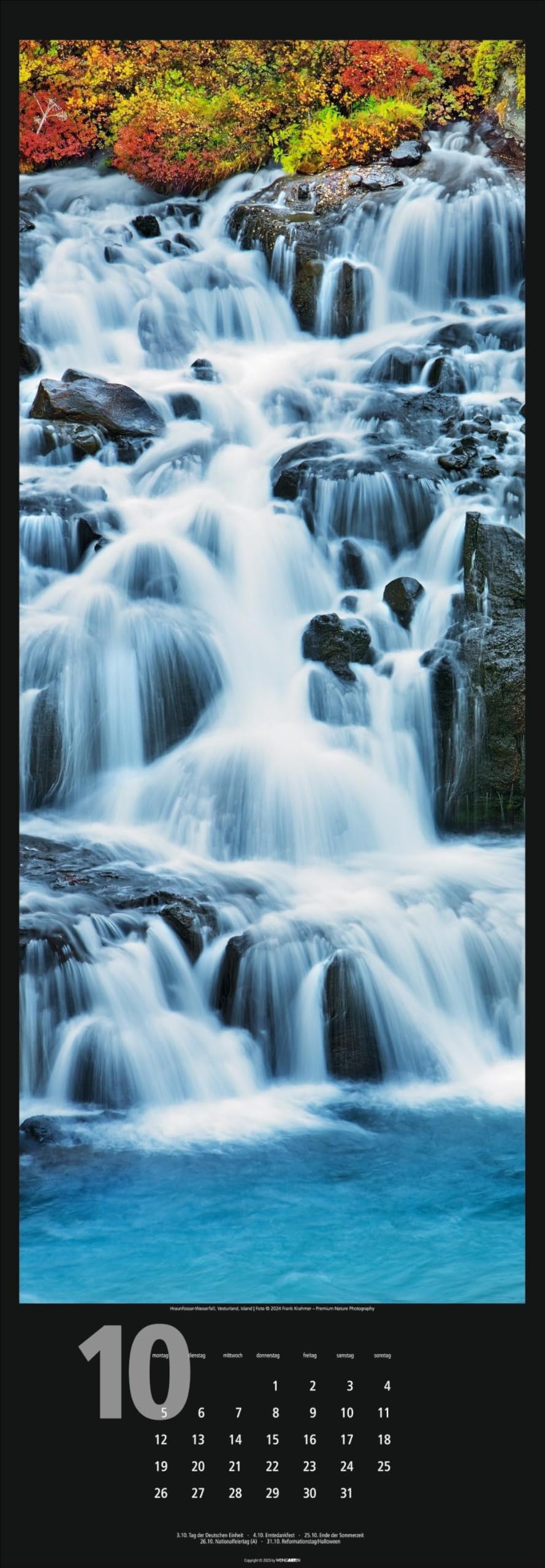 Wasserfälle Kalender 2026: XXL Hochformat mit spektakulären Wasserfällen, fotografiert von international ausgezeichneten Fotografen. Länglicher Kalender mit traumhaften Naturfotos. 34x98 cm Hochformat