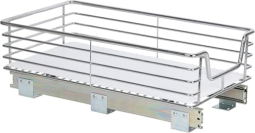 Miniatura 13 de Household Essentials Glidez Organizador de almacenamiento extraíble de acero cromado con forro de plástico para uso debajo del gabinete, diseño de 1