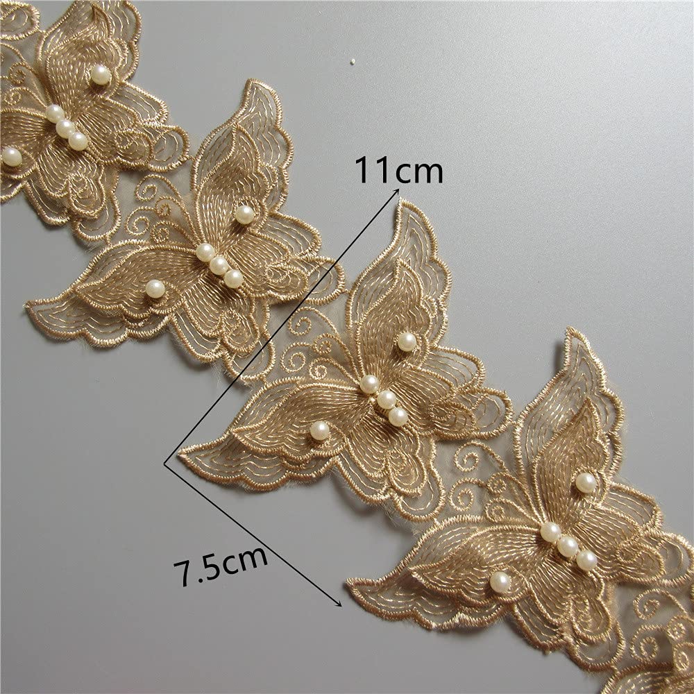 1 Yard Papillon Brodé Dentelle Ruban D'habillage P – Grandado