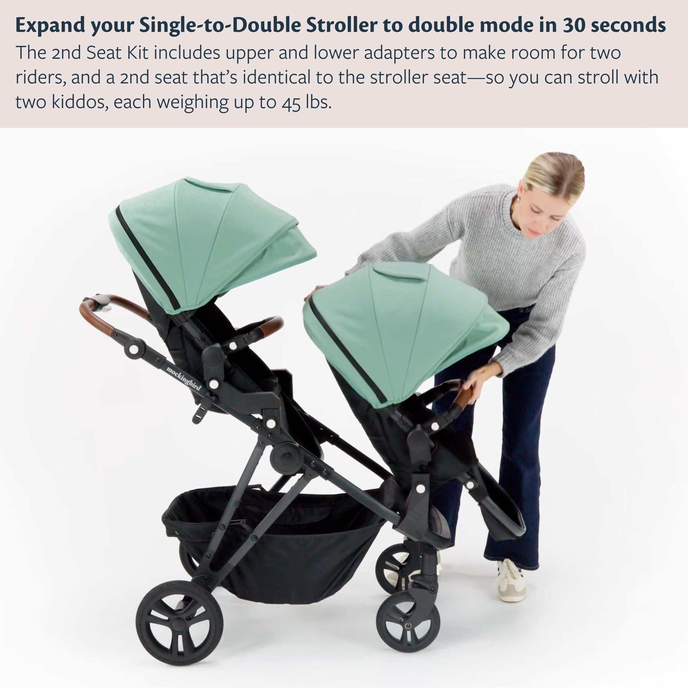 Mockingbird Kit 2° sedile 3.0 - Compatibile con passeggini Mockingbird da singolo a doppio - Espansione sedile - Include adattatori di espansione - Avena
