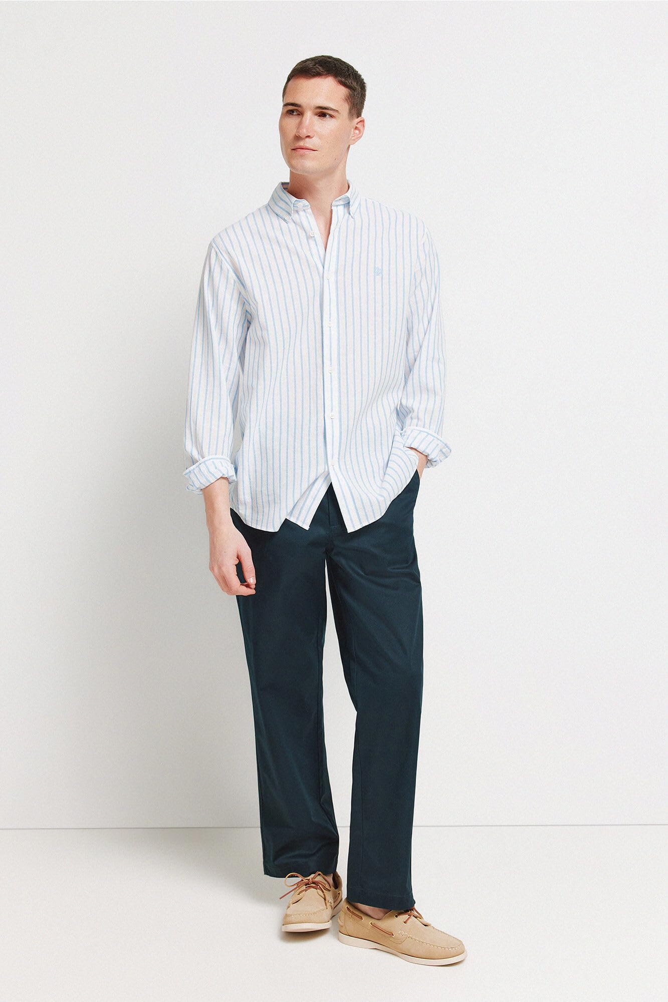 Springfield L/S Linen Striped Shirt Shirt Hombre
