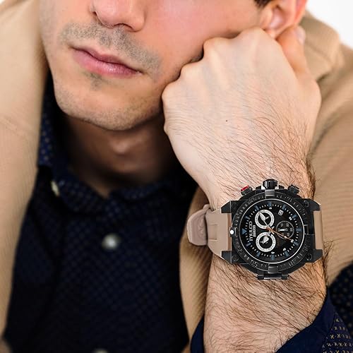 Miniatura 3 de MULCO Relojes para Hombre - Buzo, Caja de Acero Inoxidable con Correa de Silicona o Correa de Acero Inoxidable, Movimiento de Cronógrafo de Cuarzo,