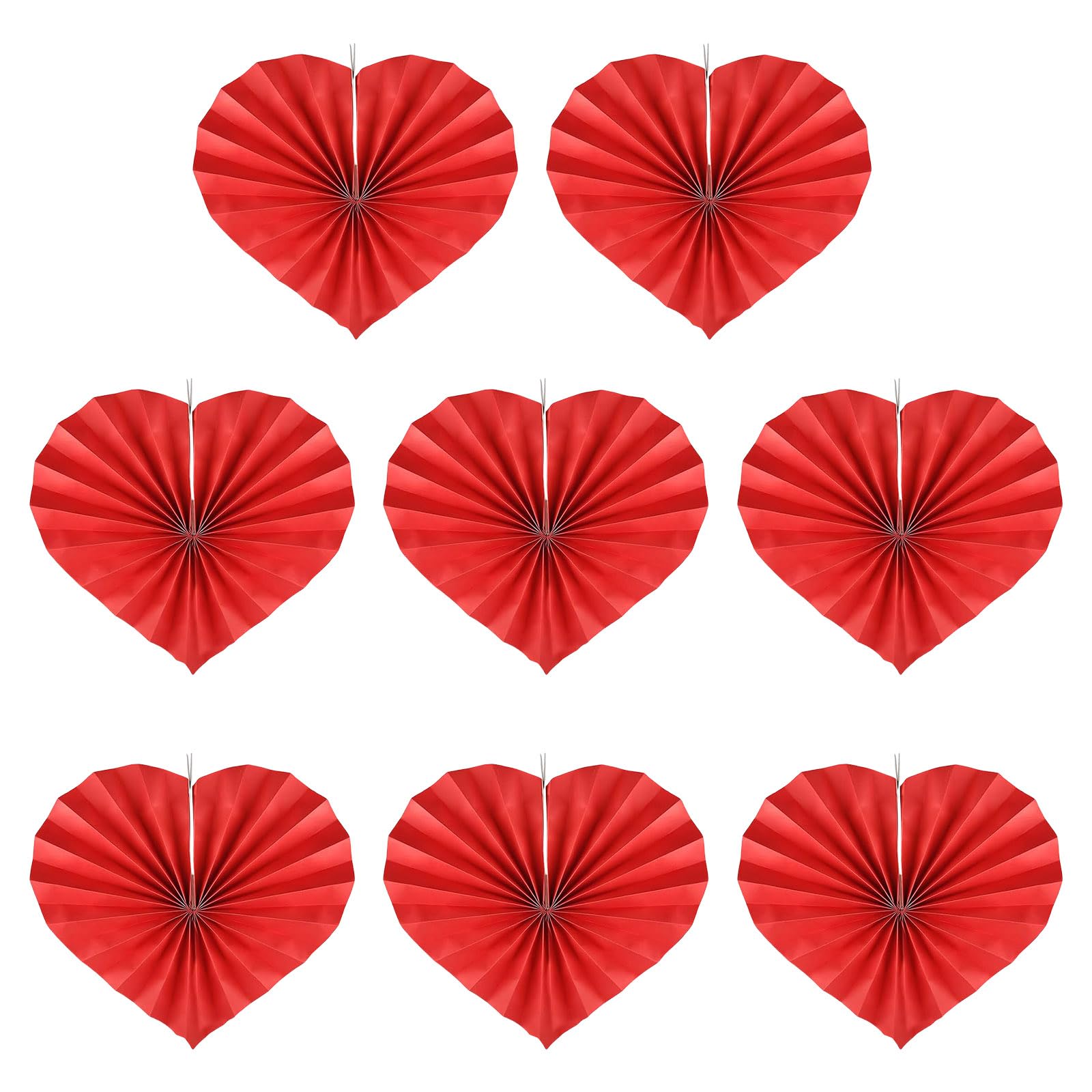 Kalttoy Of 8 Heart Shaped Paper Hanging Decorations for Valentines Day Party Decorative Folding Fan Party Ornament Anniversary Decorations