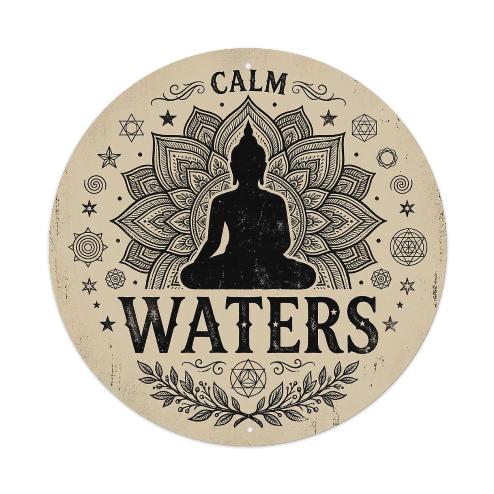 Zen Flower Meditation Den Still Waters Metal Tin Sign