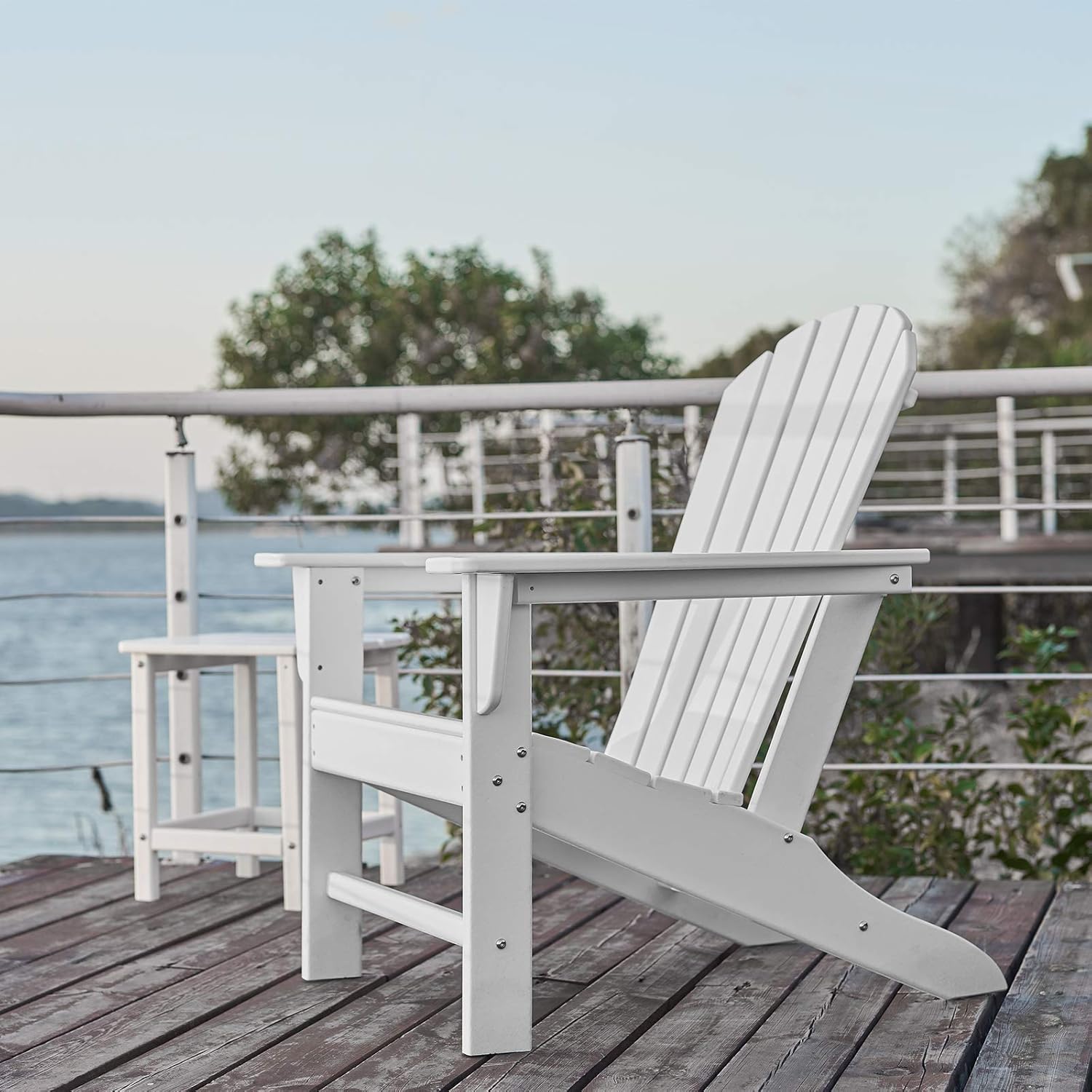 TRYZS Adirondack Chair, Oversized Patio Chair, Outdoor Lounger Lawn Chair, All-Weather| Fade-Resistant| Waterproof| Easy Maintenance, Perfect for Outdoor, Porch, Deck, Garden, and Lawn, Classic White : Patio, Lawn & Garden