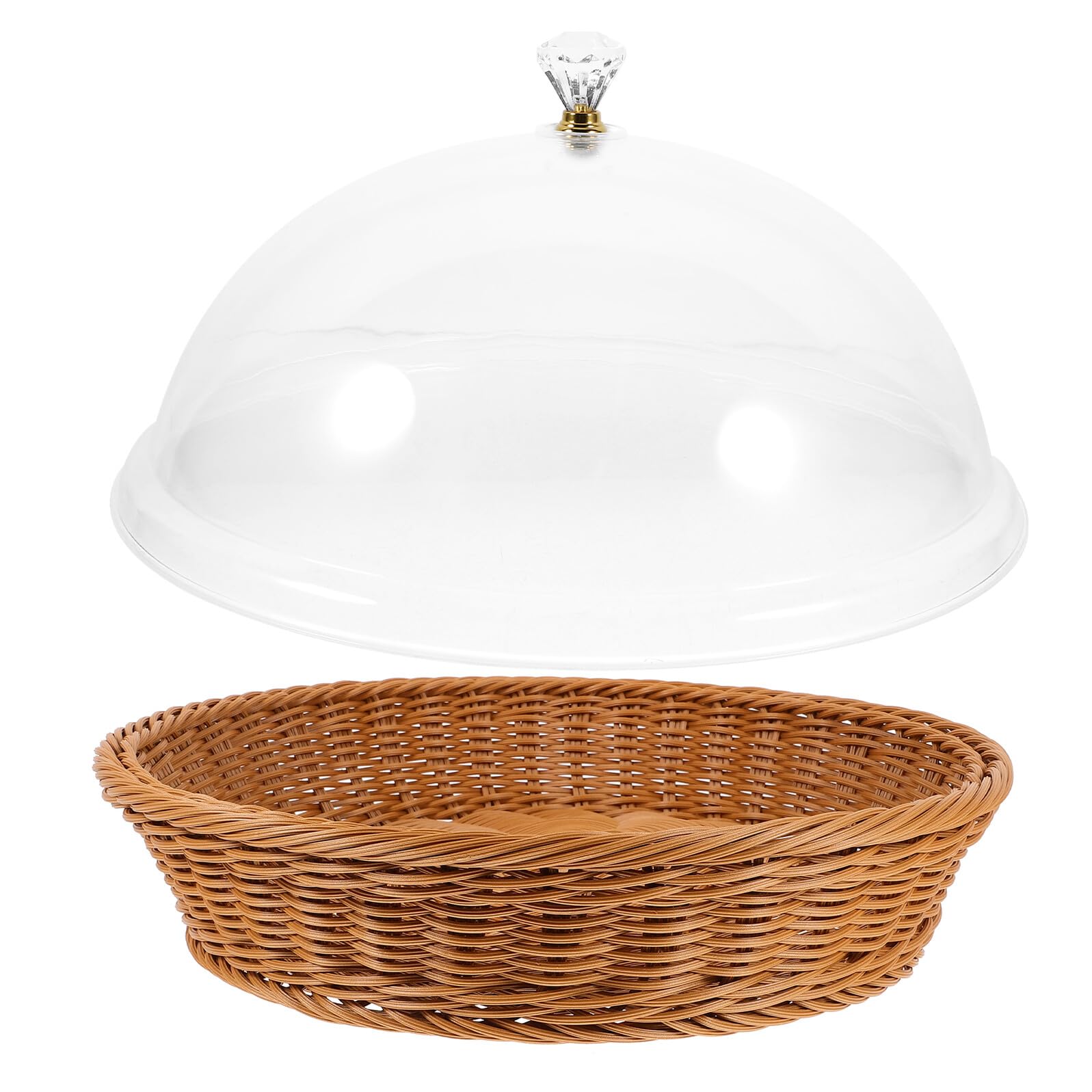 Marron Panier avec Couvercle 30cm Rond de Service Alimentaire