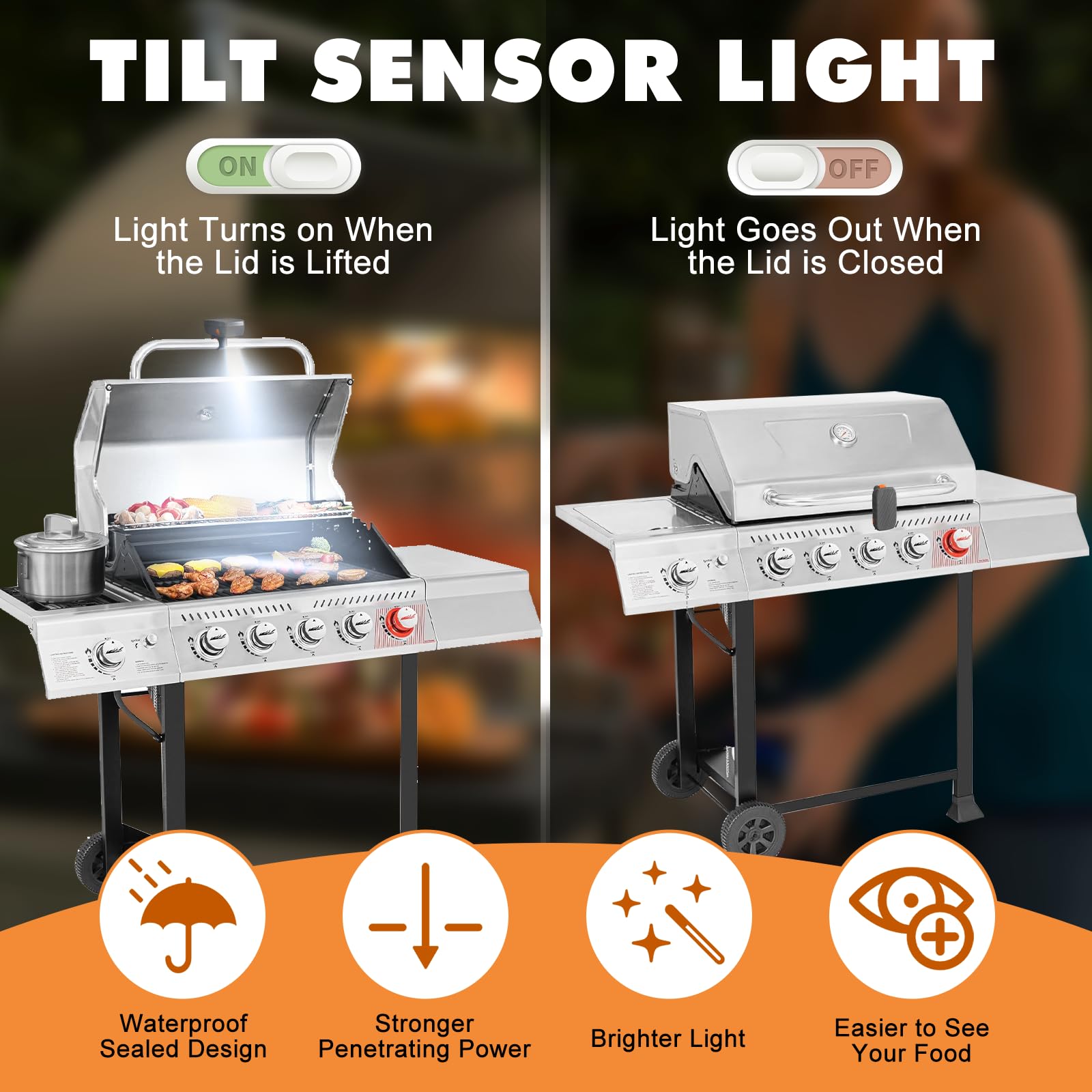 2er-Pack Grilllichter Outdoor-Grillzubehör für Blackstone Weber Big Green Egg